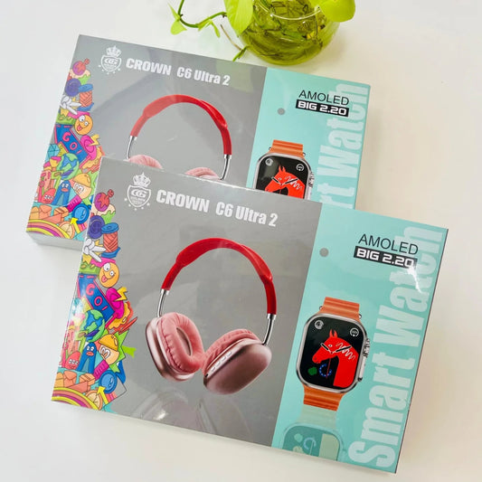 Crown C6 Ultra 2 Smartwatch + Headphones Combo