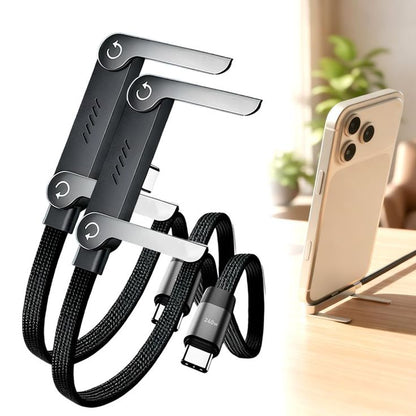 240W Fast Charging USB-C Cable with Foldable Phone Holder Stand | Type-C | 3M